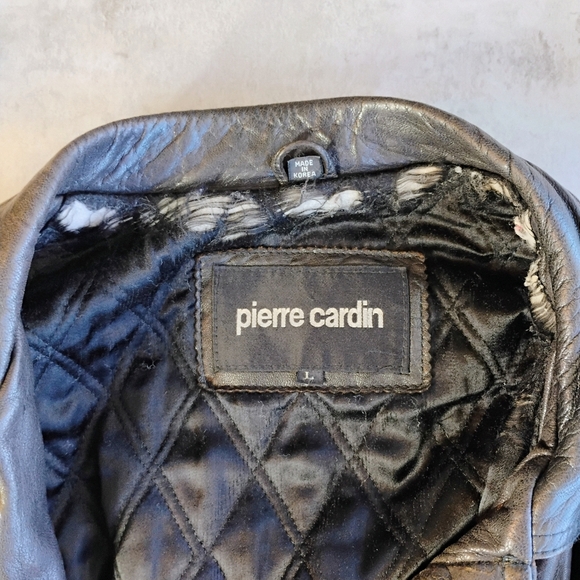 Pierre Cardin Vintage Leather Bomber Jacket Brown Full Zip Mens Size Large - Picture 8 of 16